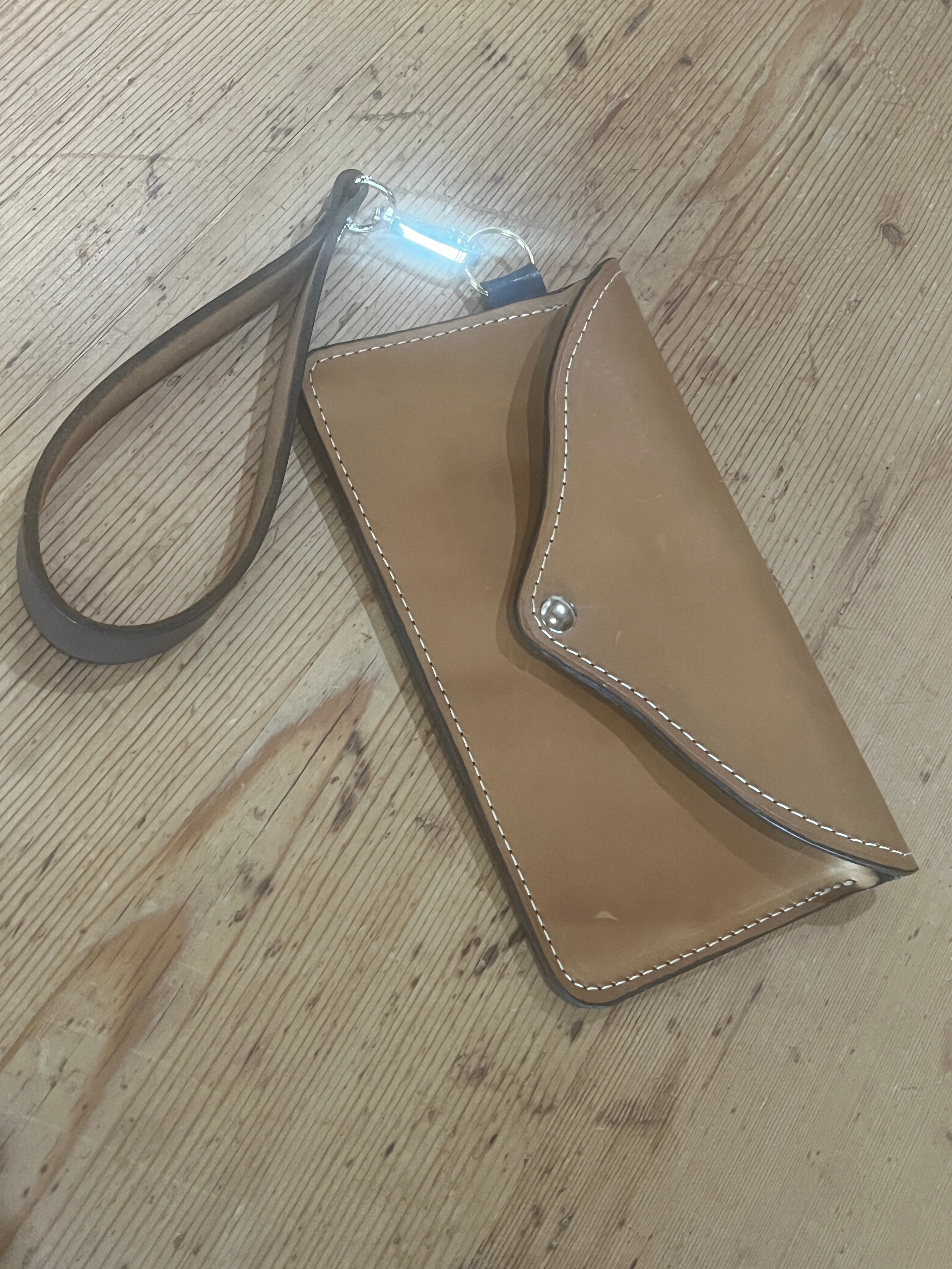 Leather Envelope Clutch with Wristlet
