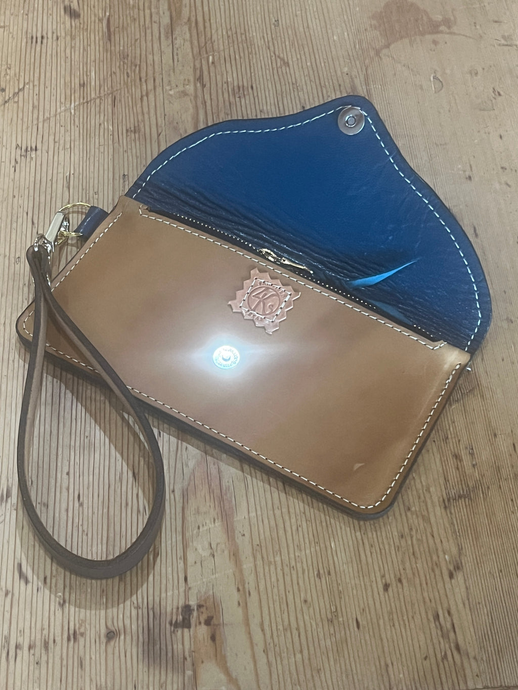 Leather Envelope Clutch with Wristlet