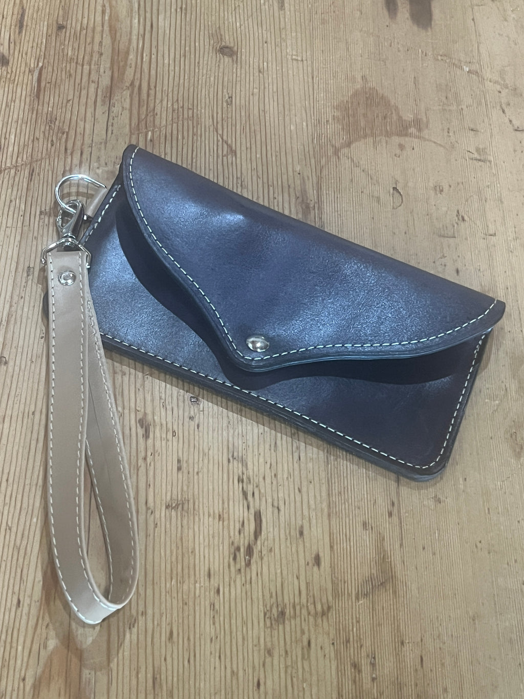Leather Envelope Clutch with Wristlet