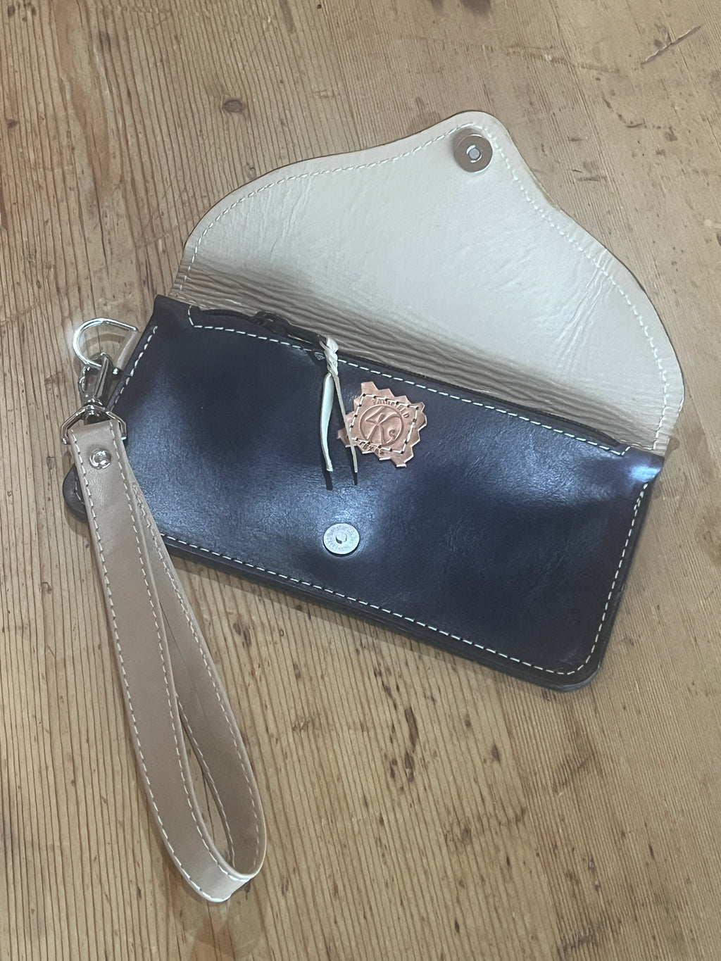 Leather Envelope Clutch with Wristlet
