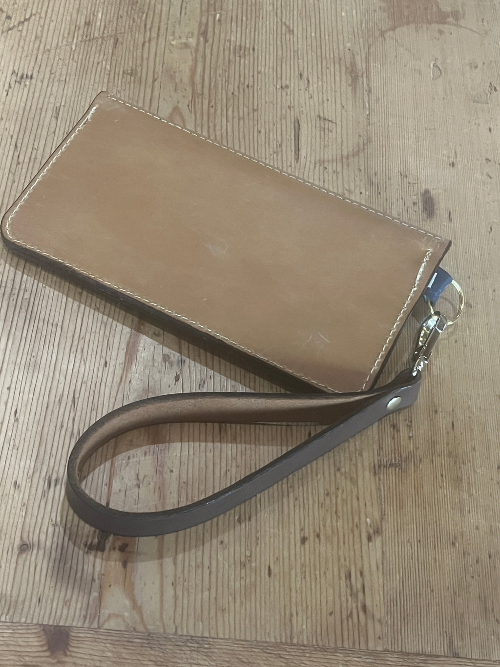 Leather Envelope Clutch with Wristlet