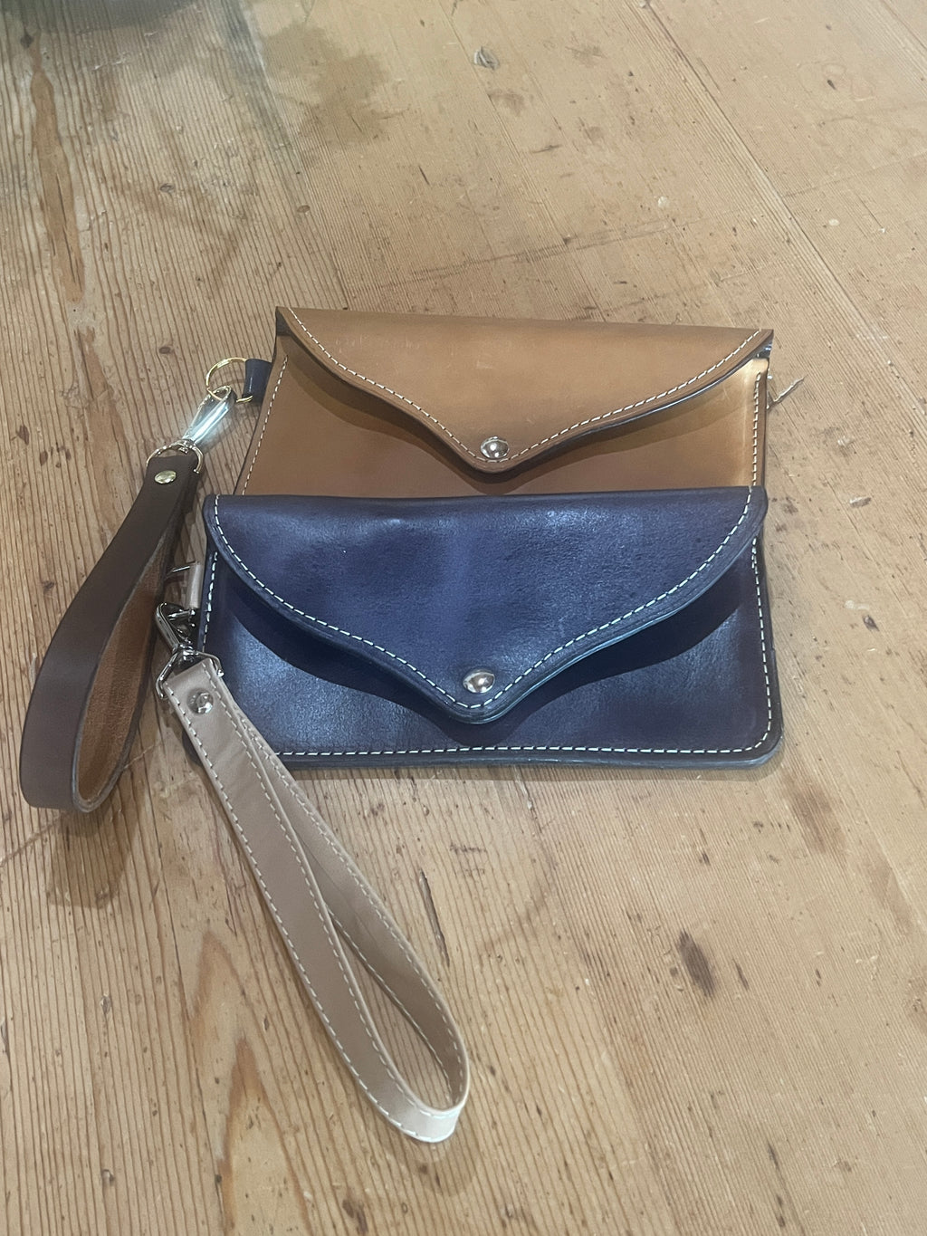 Leather Envelope Clutch with Wristlet