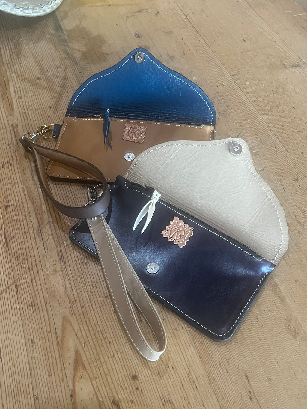 Leather Envelope Clutch with Wristlet