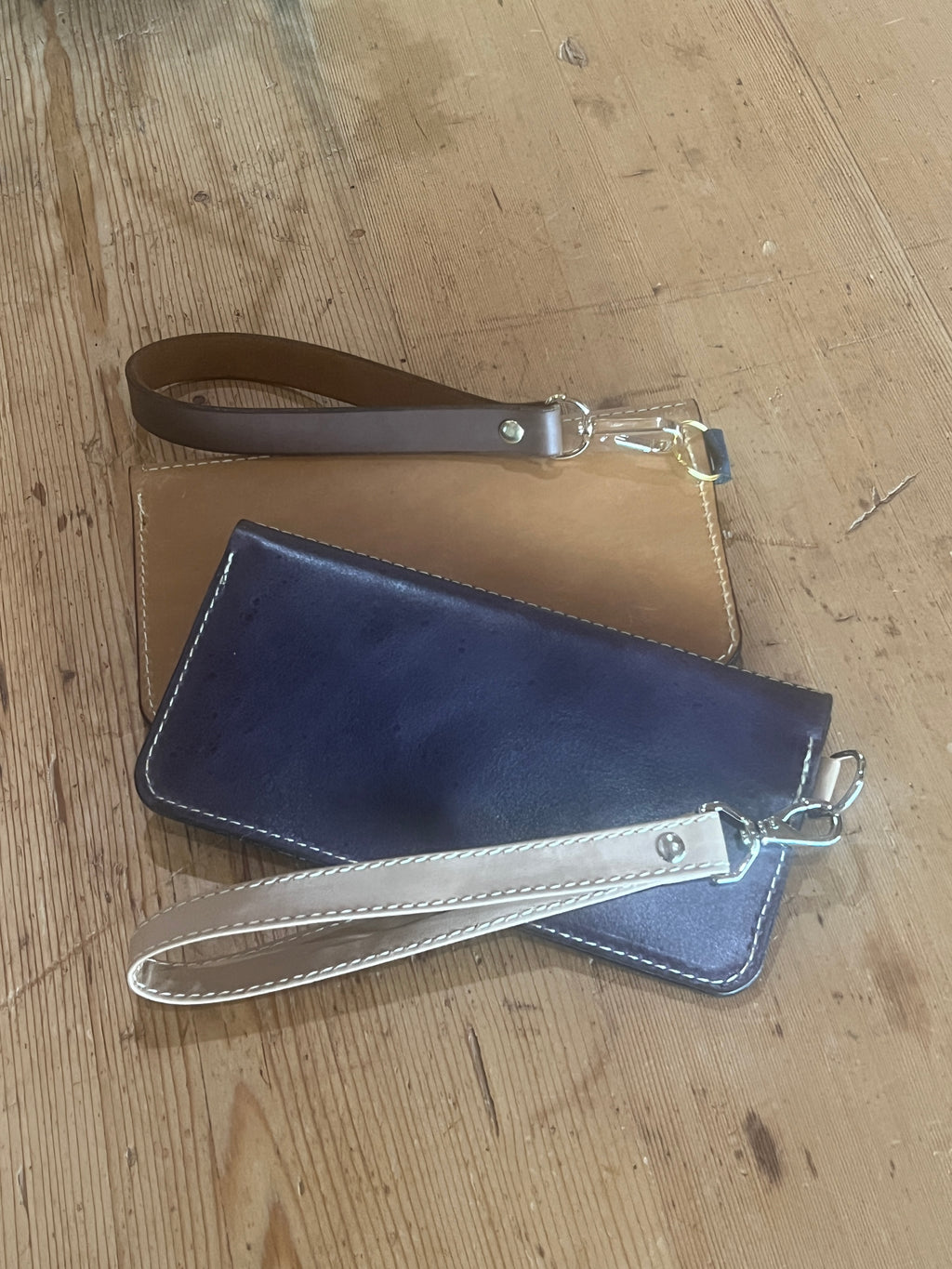 Leather Envelope Clutch with Wristlet