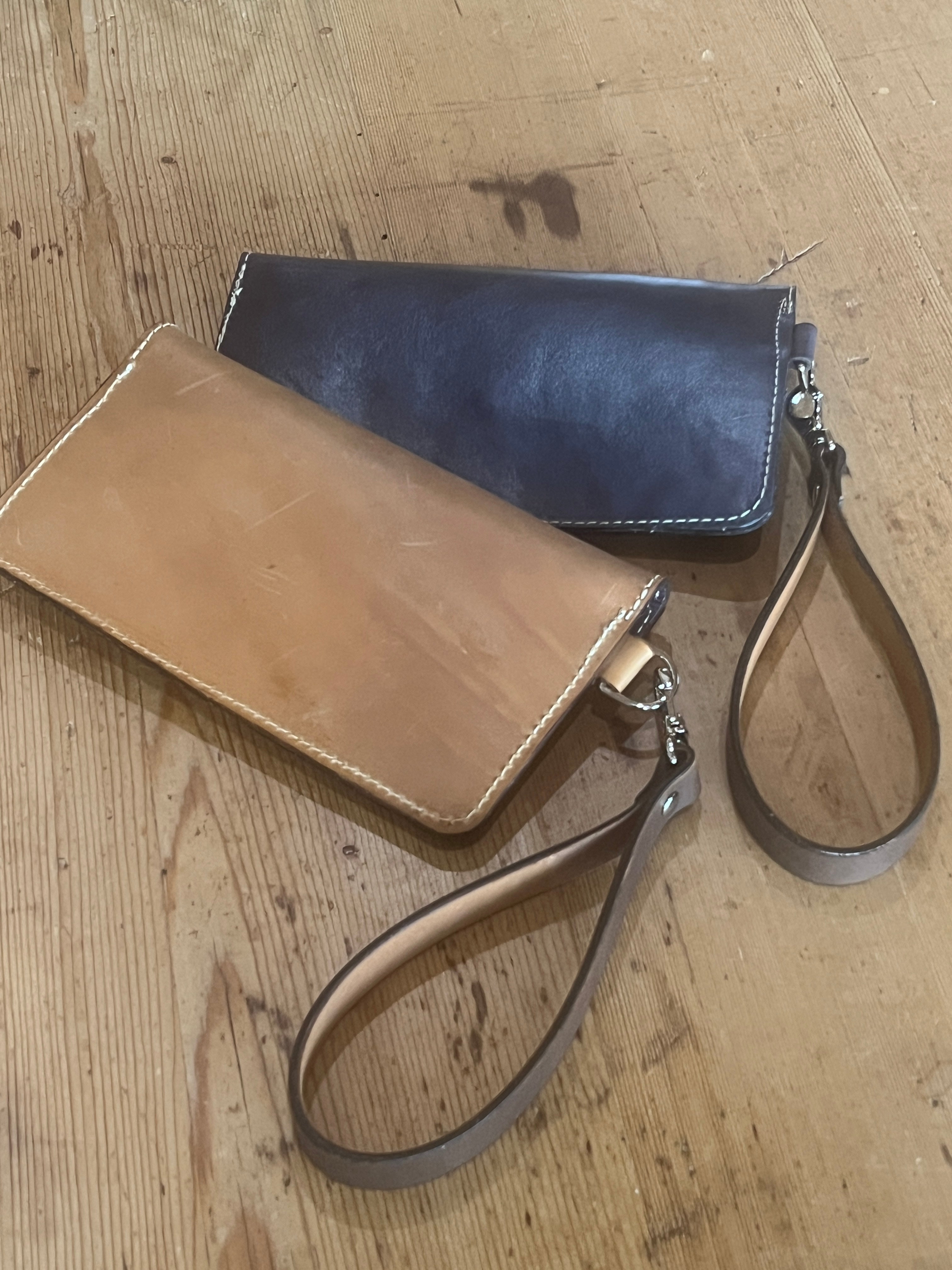 Hand-Tooled Leather Clutch with Wristlet
