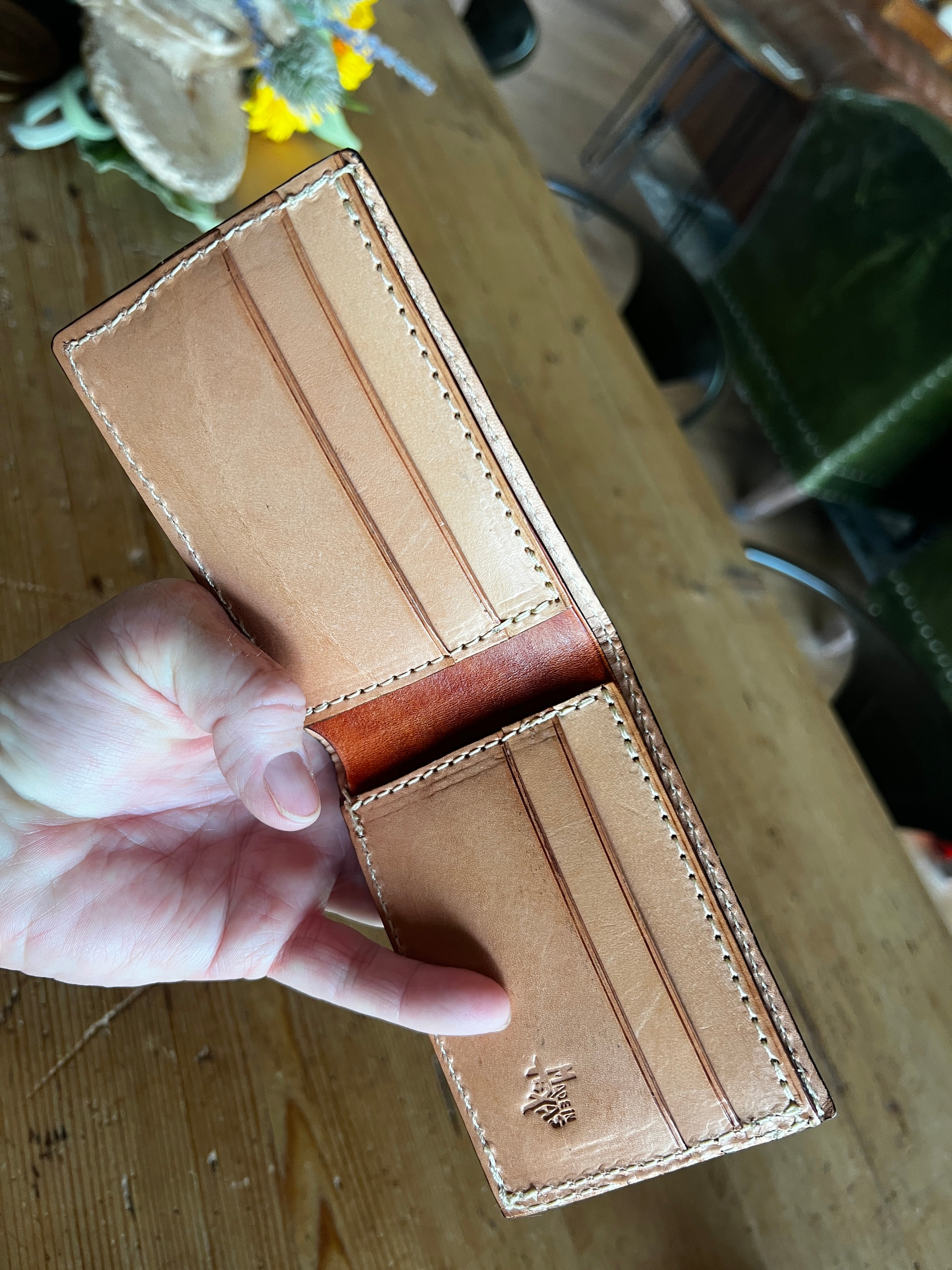 Hand-Tooled Leather Billfold Wallet