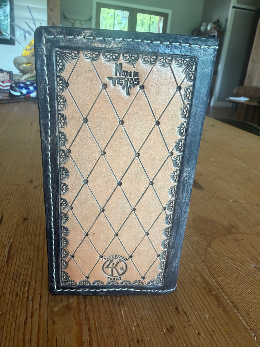 America 250 Roper Wallet - back with diamond tooling and Made in Texas stamp