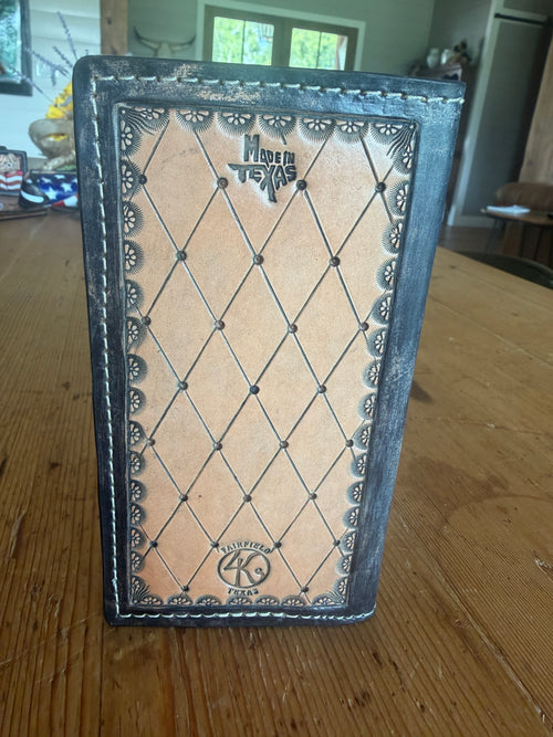 America 250 Roper Wallet - back with diamond tooling and Made in Texas stamp