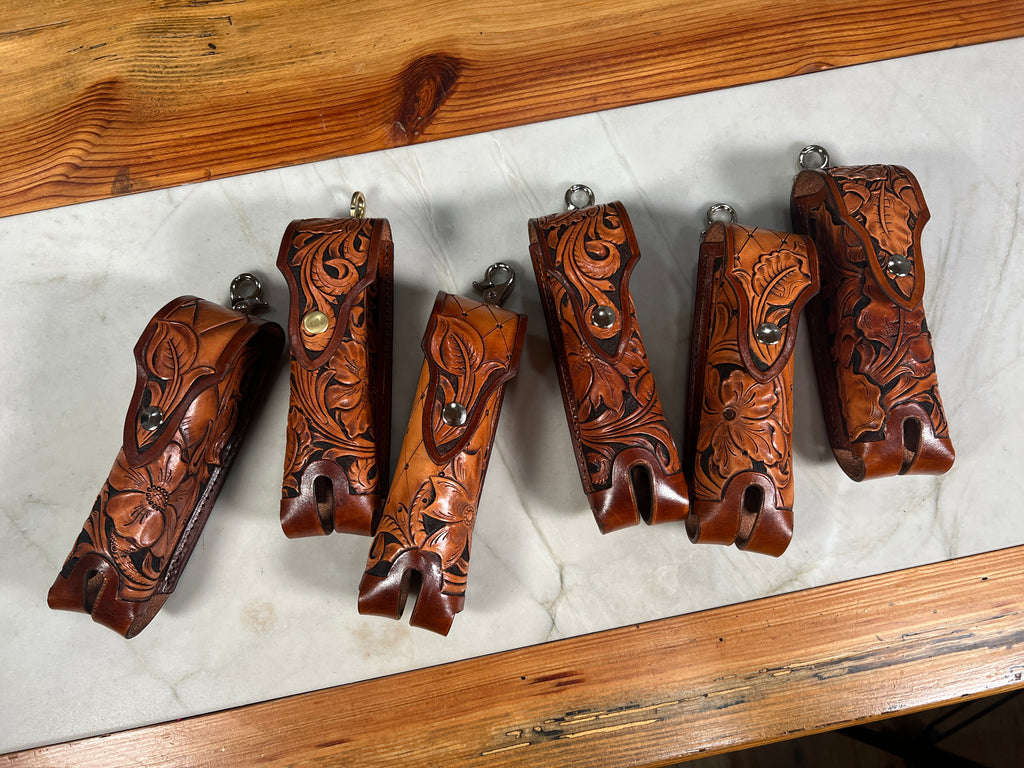 Hand-Tooled Leather Golf Ball Holder