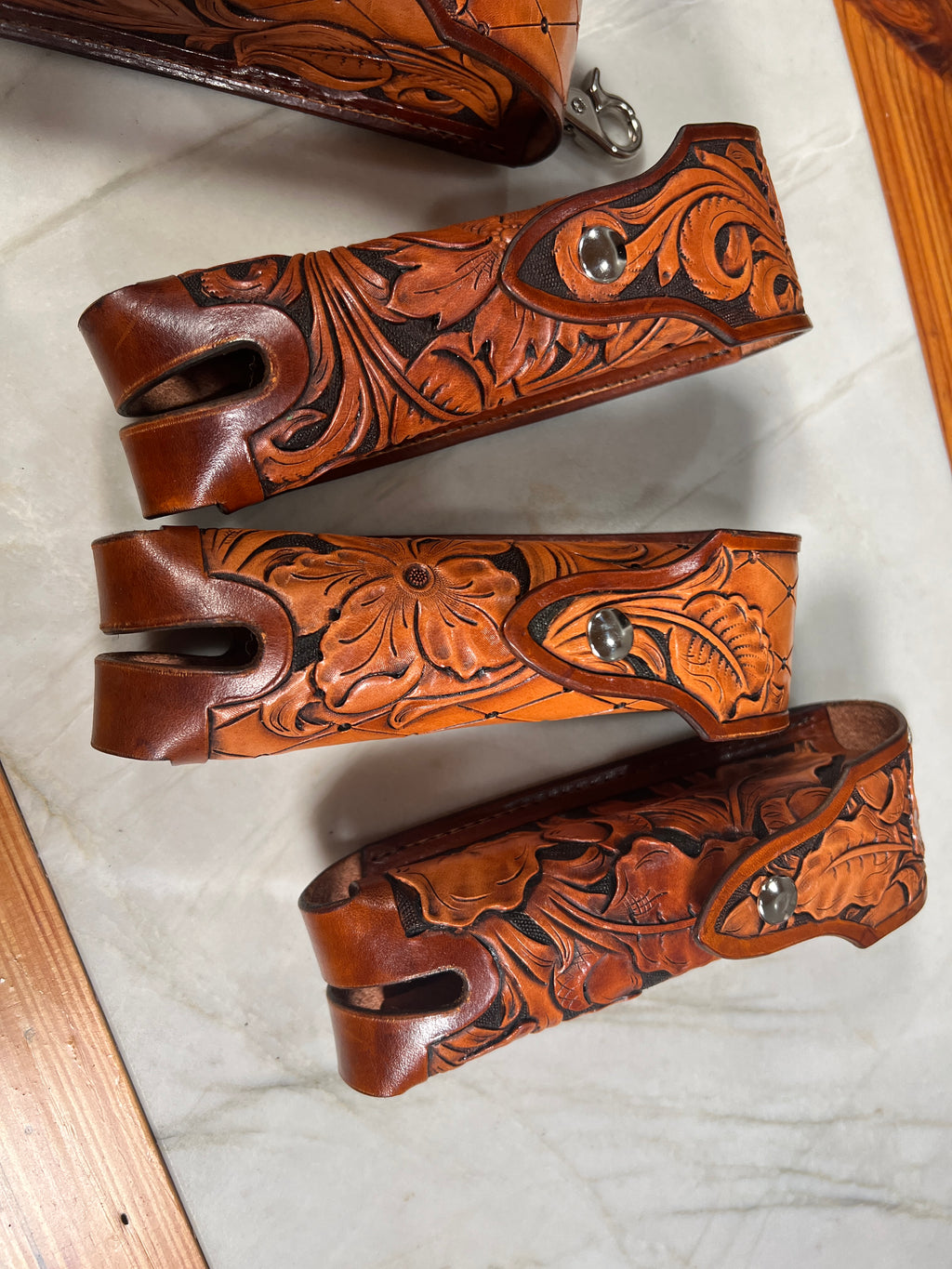 Hand-Tooled Leather Golf Ball Holder