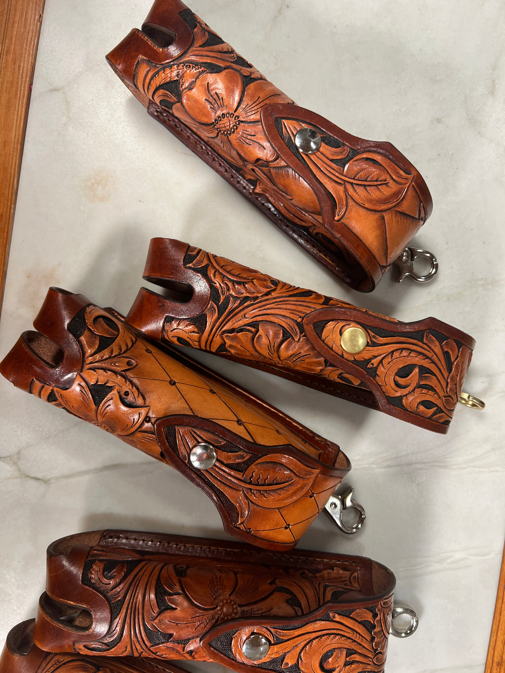 Hand-Tooled Leather Golf Ball Holder