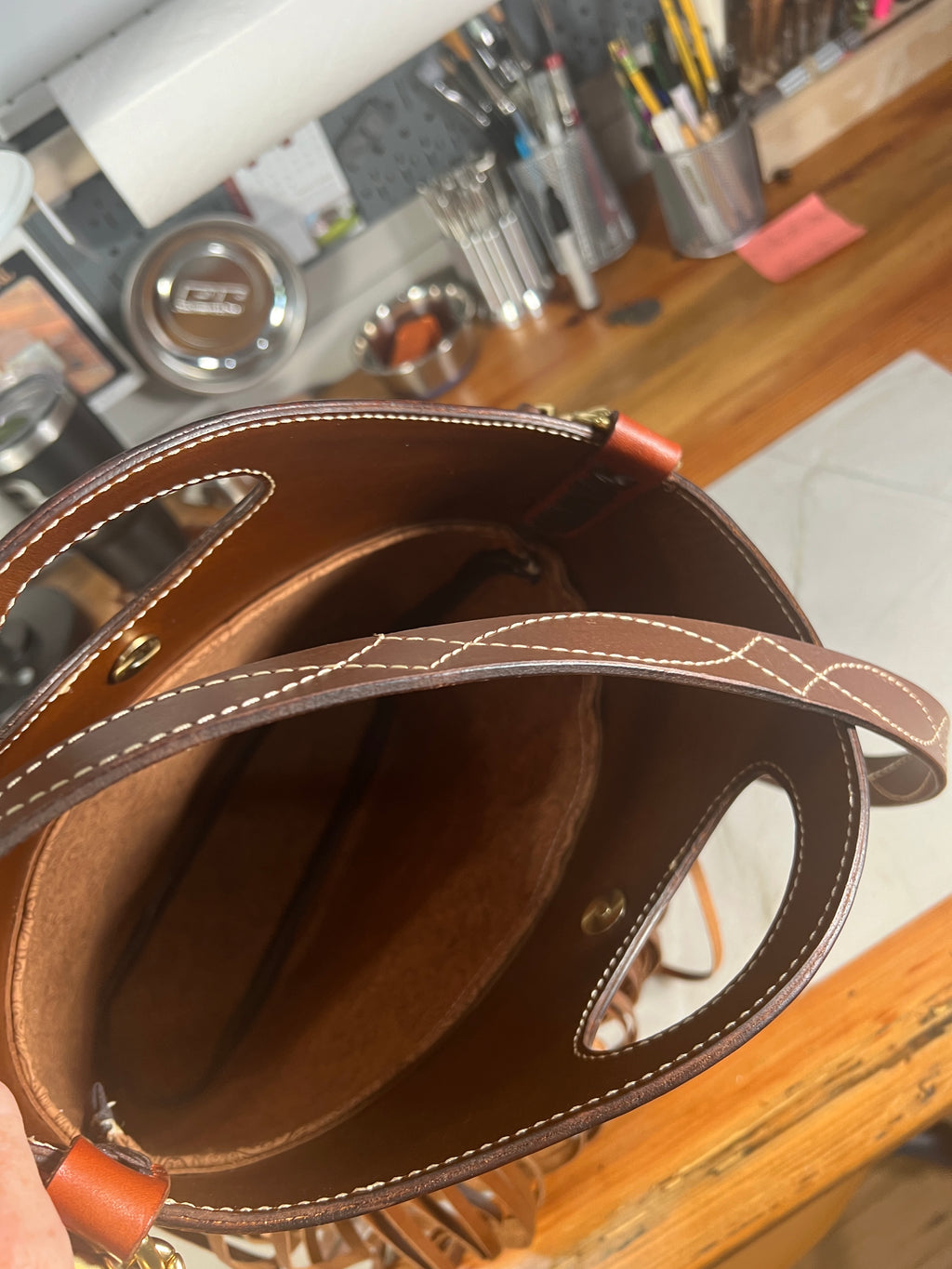 Hand-Tooled Leather Fringe Bag with Gunslinger Strap