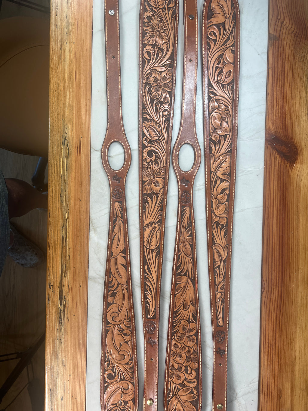 Hand-Tooled Floral Leather Rifle Sling