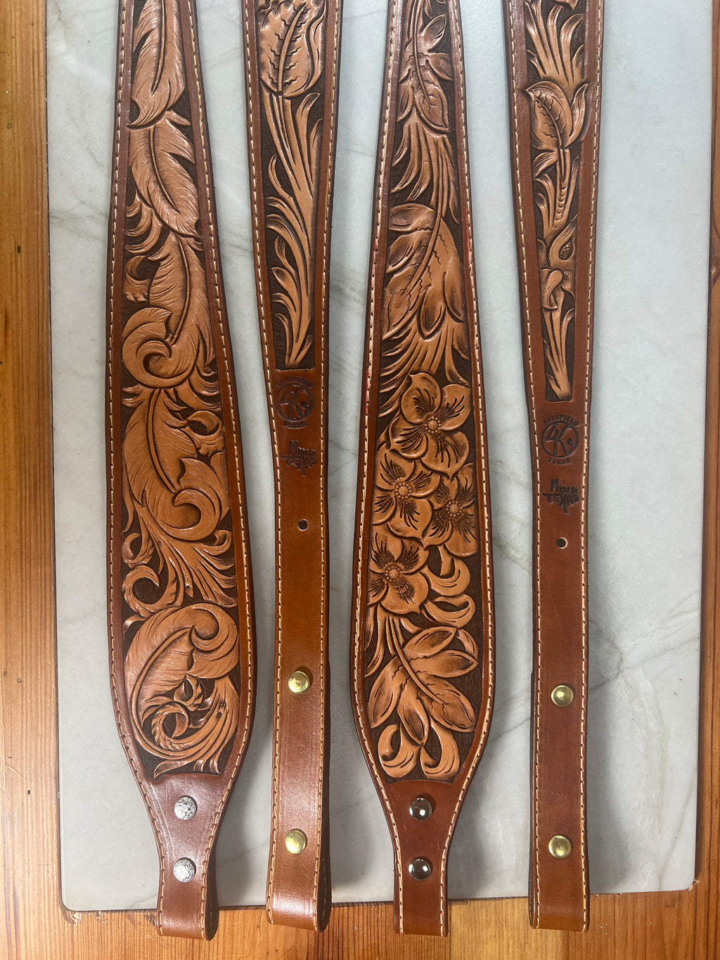 Hand-Tooled Floral Leather Rifle Sling