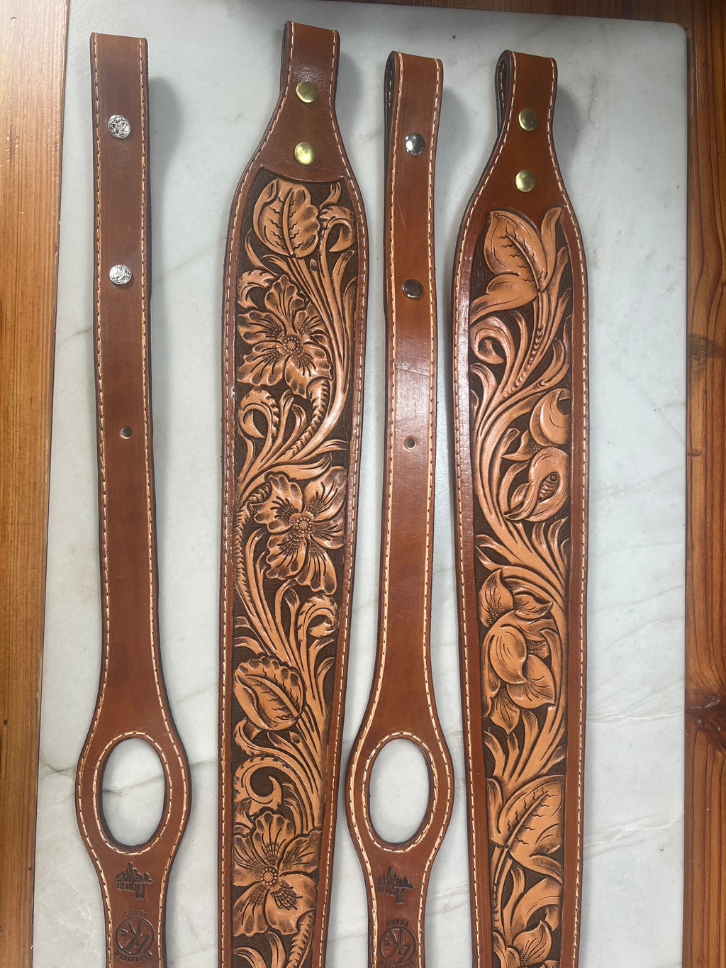 Hand-Tooled Floral Leather Rifle Sling
