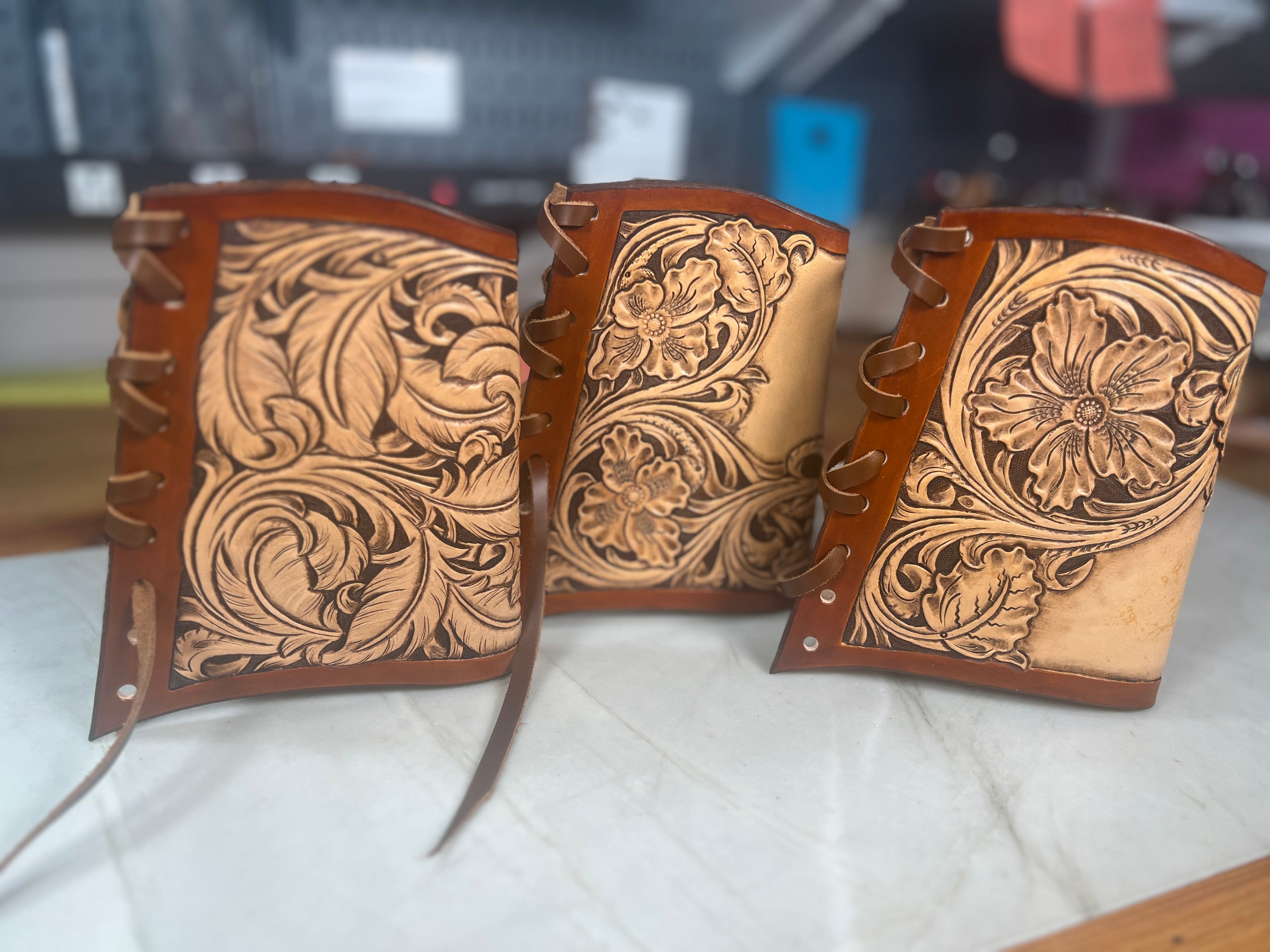 Hand-Tooled Leather Butt Stock Sleeve with Bullet Loops