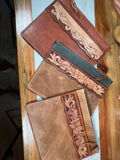 Hand-Tooled Leather Tablet Sleeve - 11" x 9"