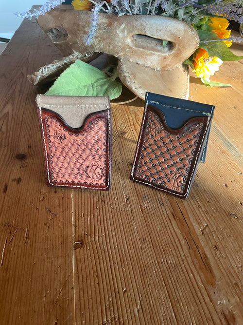 Geometric Stamped Money Clip Wallet