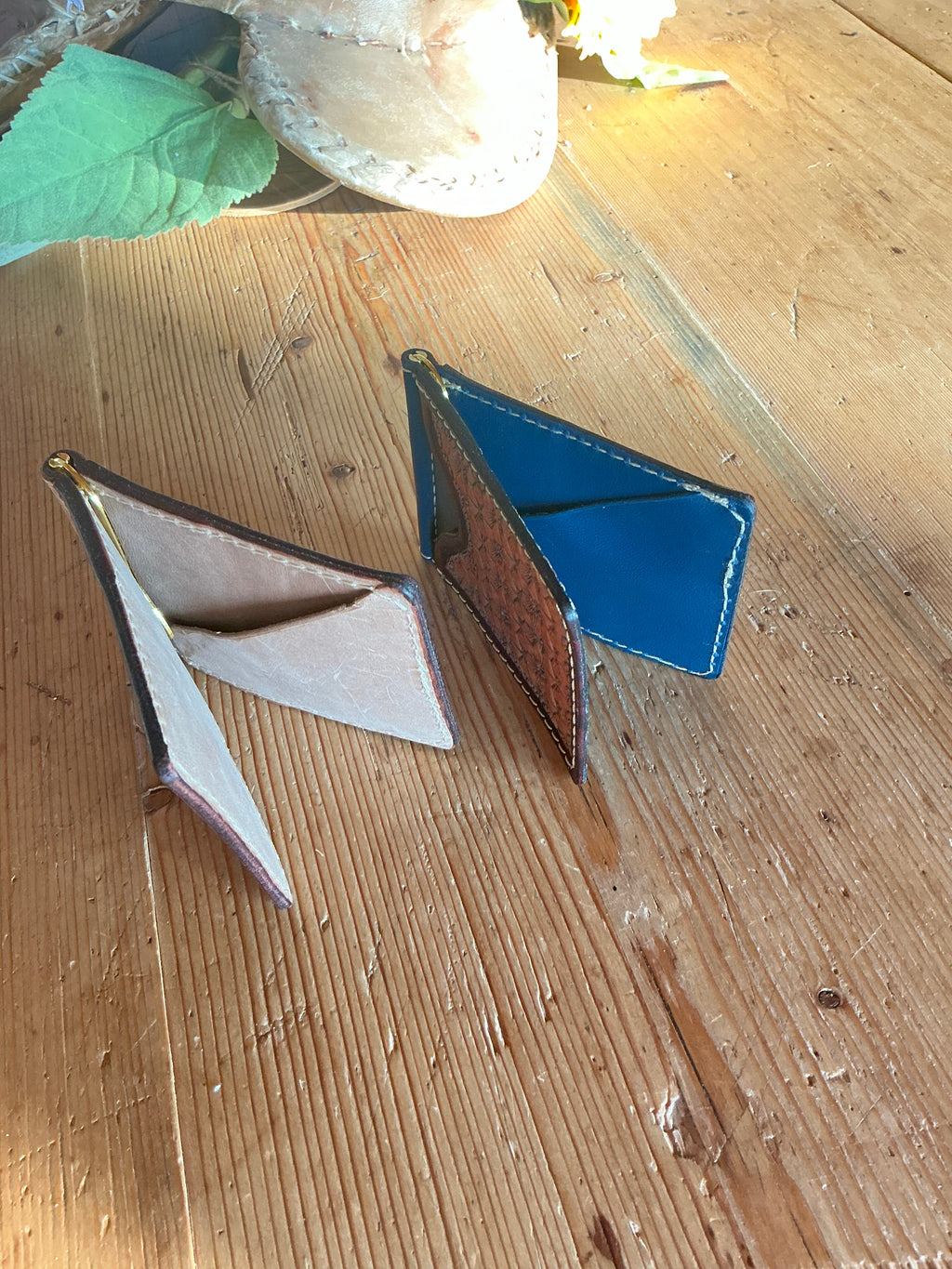 Geometric Stamped Money Clip Wallet