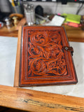 Hand-Tooled Floral Spiral Notebook Folio