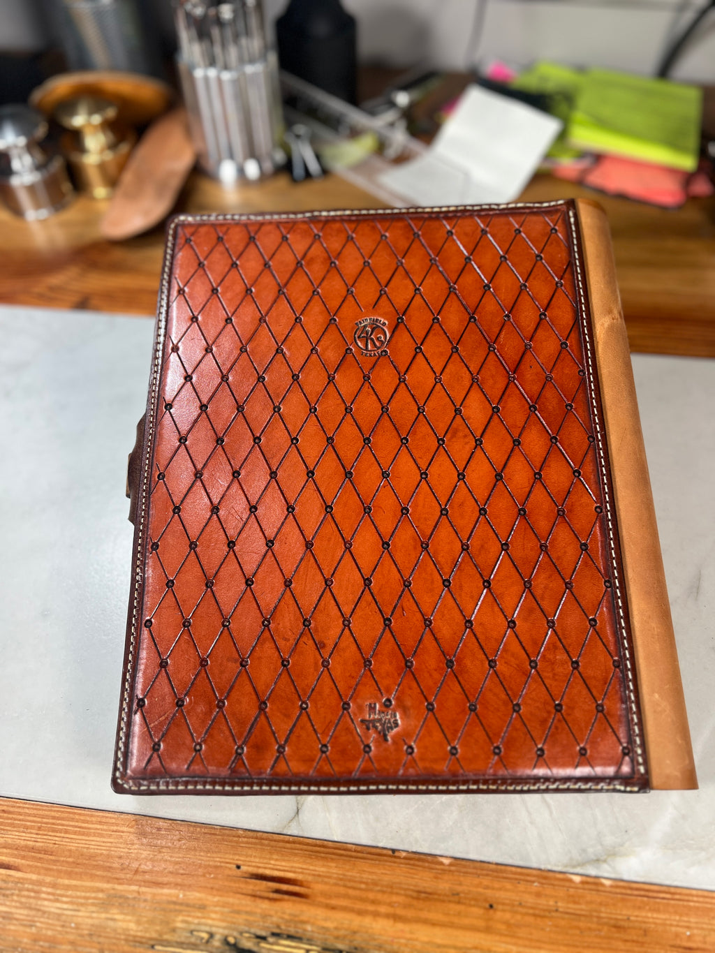 Hand-Tooled Floral Spiral Notebook Folio