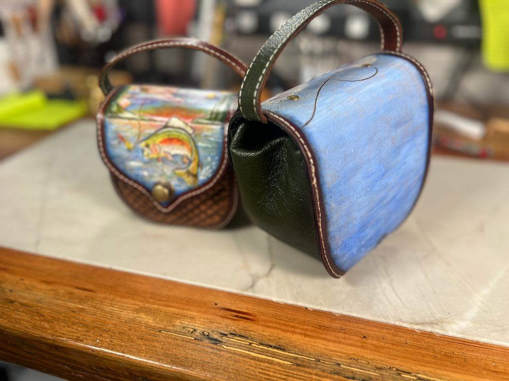 Hand-Painted Fly Reel Case with Handle - 5" Diameter