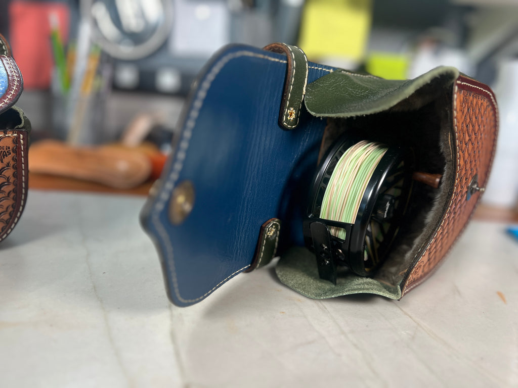 Hand-Painted Fly Reel Case with Handle - 5" Diameter