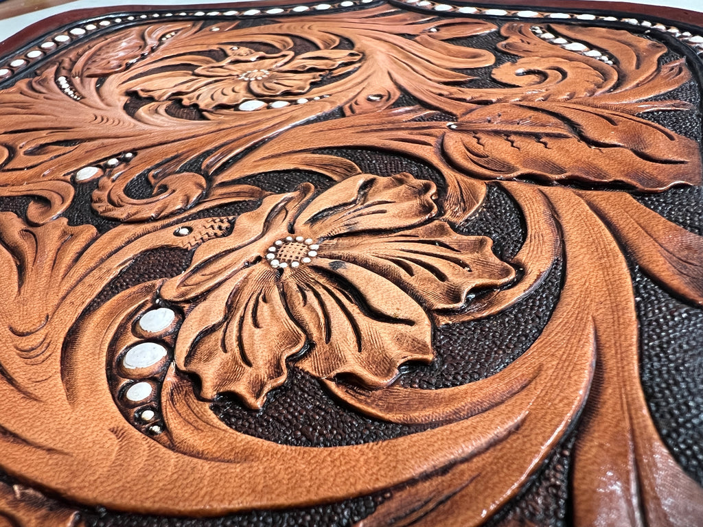 Hand-Tooled Crossbody Clutch Wallet