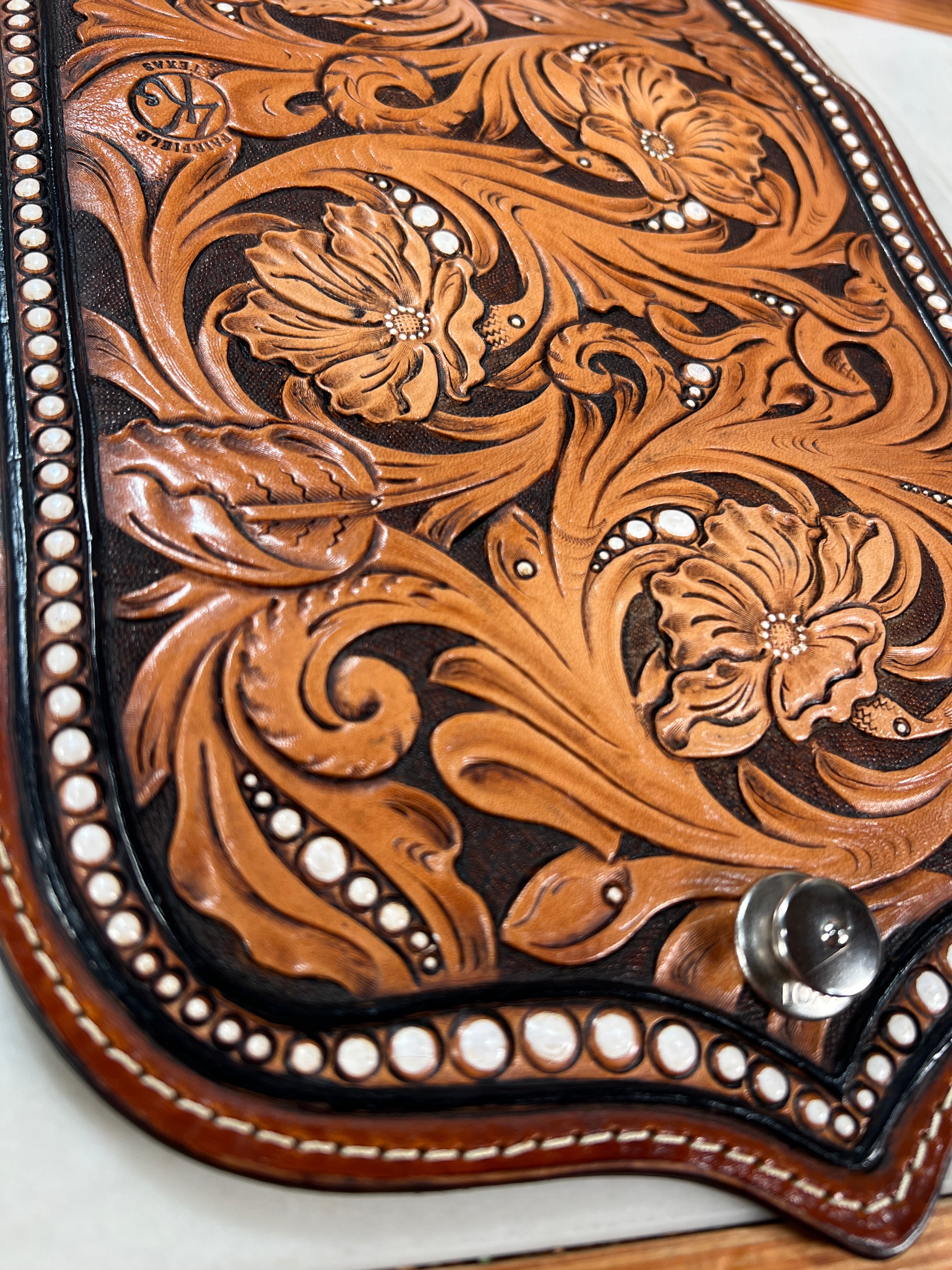 Hand-Tooled Crossbody Clutch Wallet