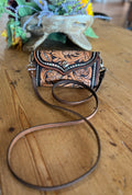 Hand-Tooled Crossbody Clutch Wallet