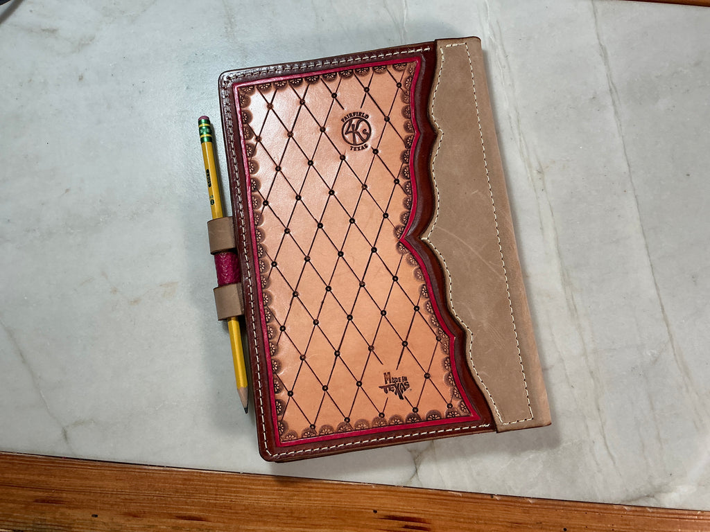 Hand-Tooled Leather Padfolio - 8" x 5"