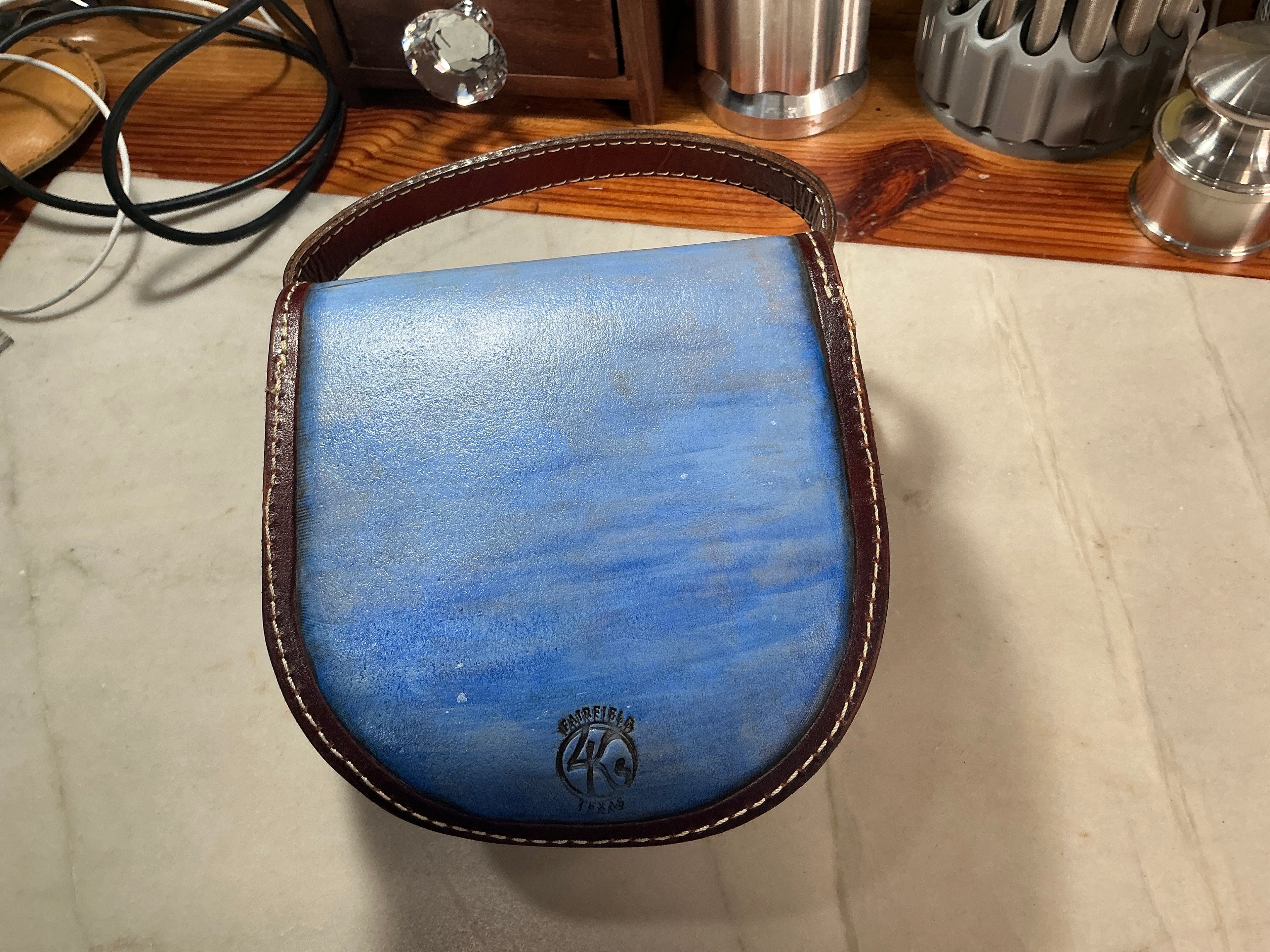 Hand-Painted Fly Reel Case with Handle - 5" Diameter