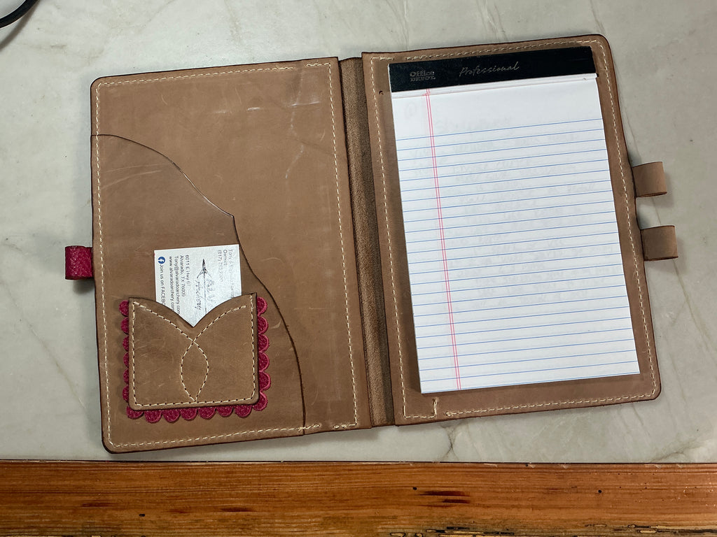 Hand-Tooled Leather Padfolio - 8" x 5"